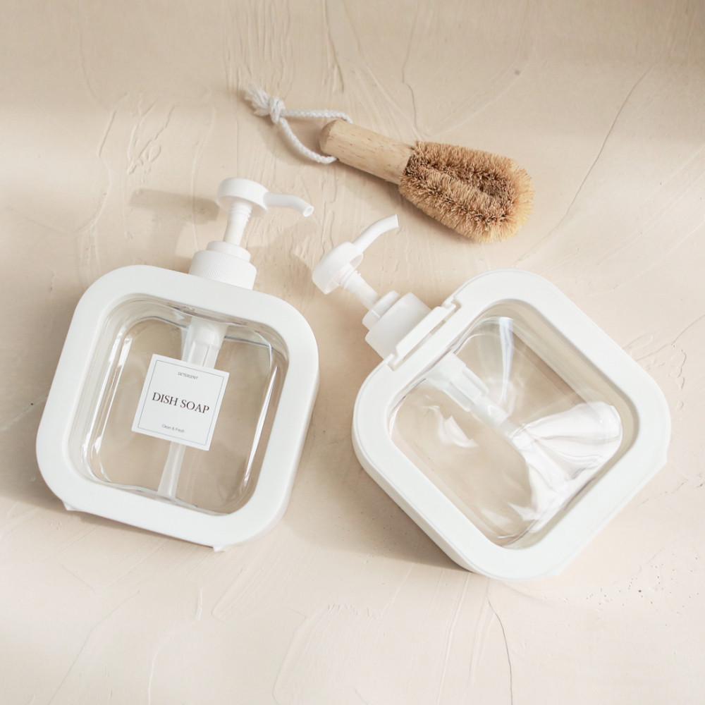 스퀘어 주방세제 핸드워시 디스펜서 리필 용기 공병 300ml