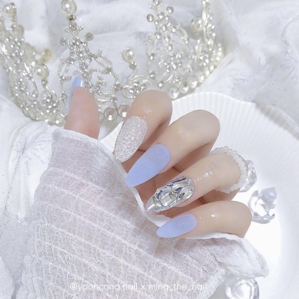 수제 네일팁 풀스톤 픽시 슈가 글리터 붙이는 네일