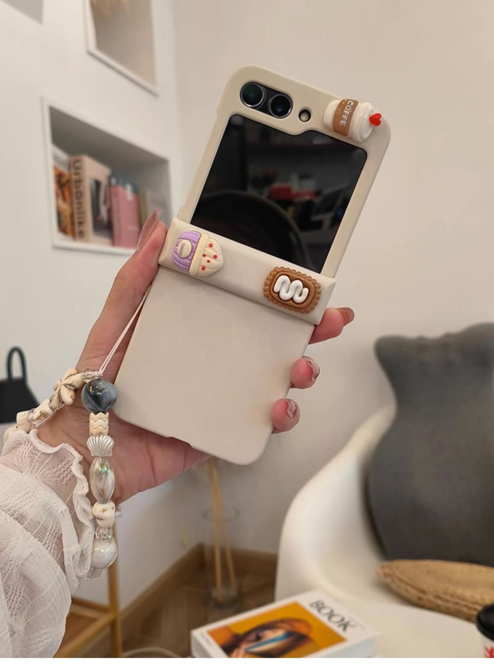 힌지커버 컵케잌 스트랩 슬림 하드 케이스 ( 갤럭시 Z플립5 케이스 )