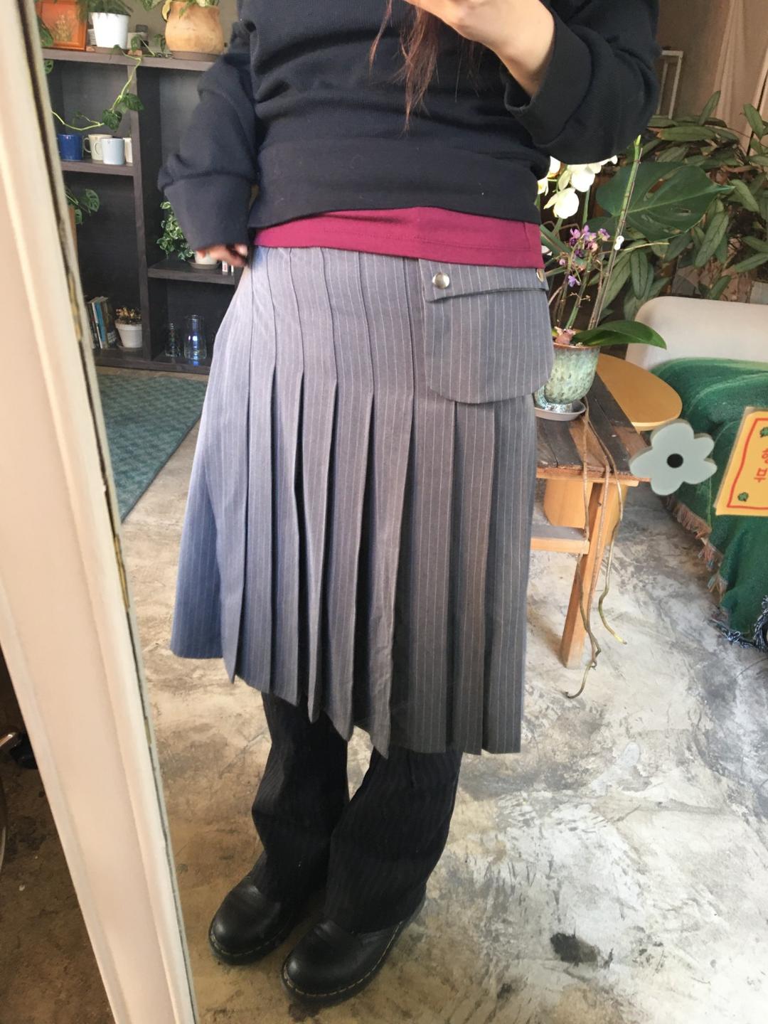 pin stripe midi skirt