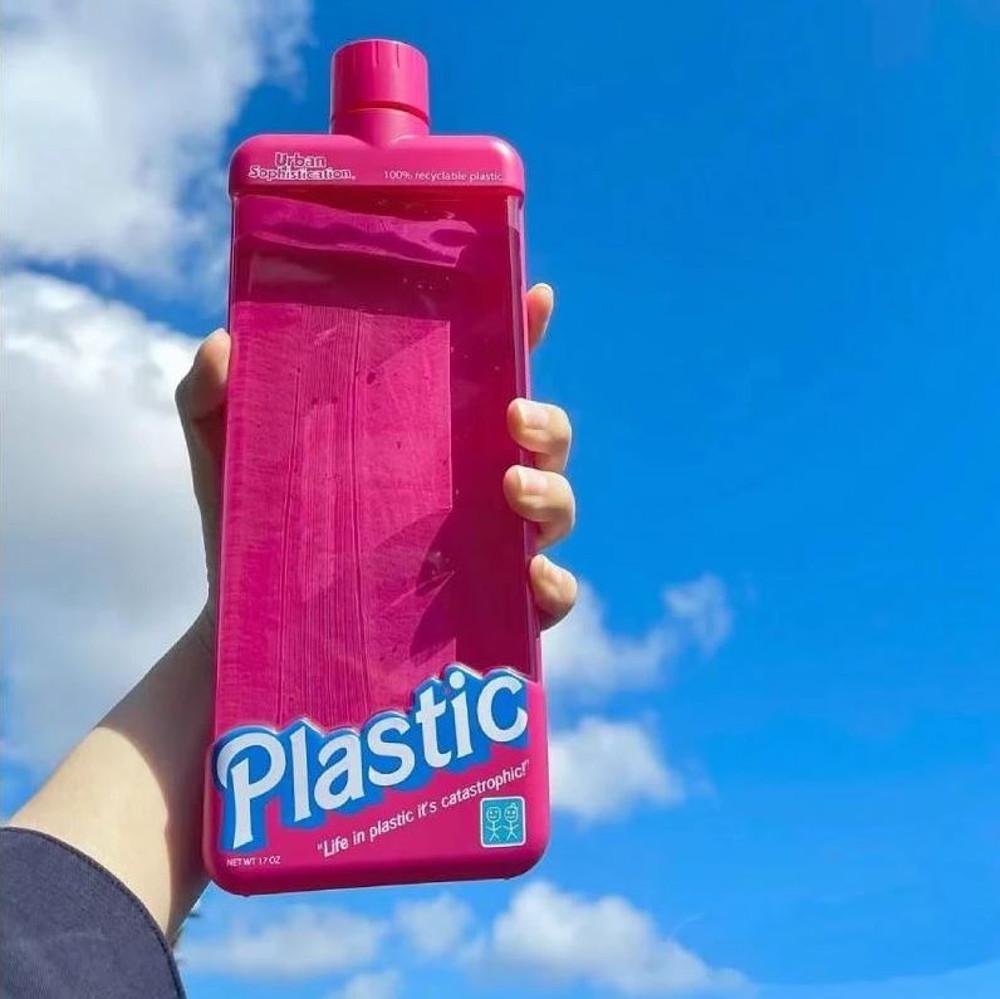 핫핑크 직사각형 텀블러 500ml 스포츠 야외 휴대용 물놀이 물병