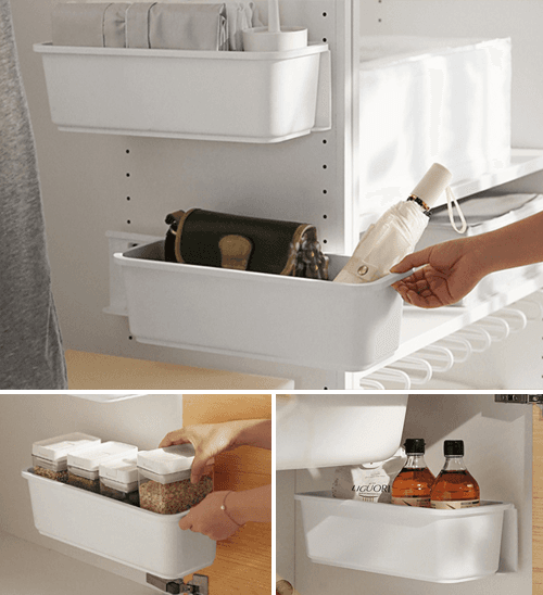 설치간편 슬라이드 수납바구니 (초강력 젤스티커 + 간편설치)