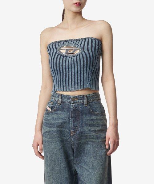 M 클락스빌 로고 니트 튜브탑 - 토탈 이클립스 / A057700HEAS81E