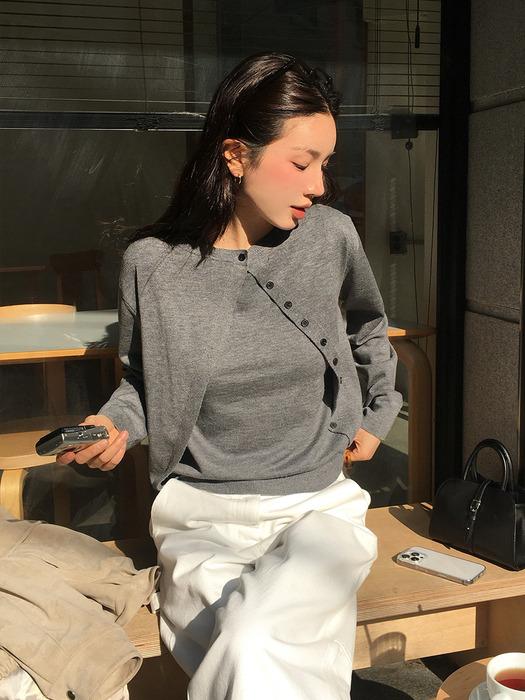 [단독] 가디건 레이어드 슬리브리스 니트 NEK6SP204_2color