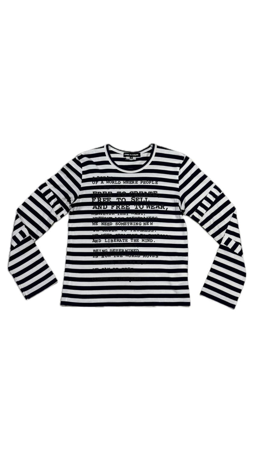 2009 꼼데가르송 자유를 향한 시 스트라이프 롱슬리브 티셔츠 | 후루츠패밀리