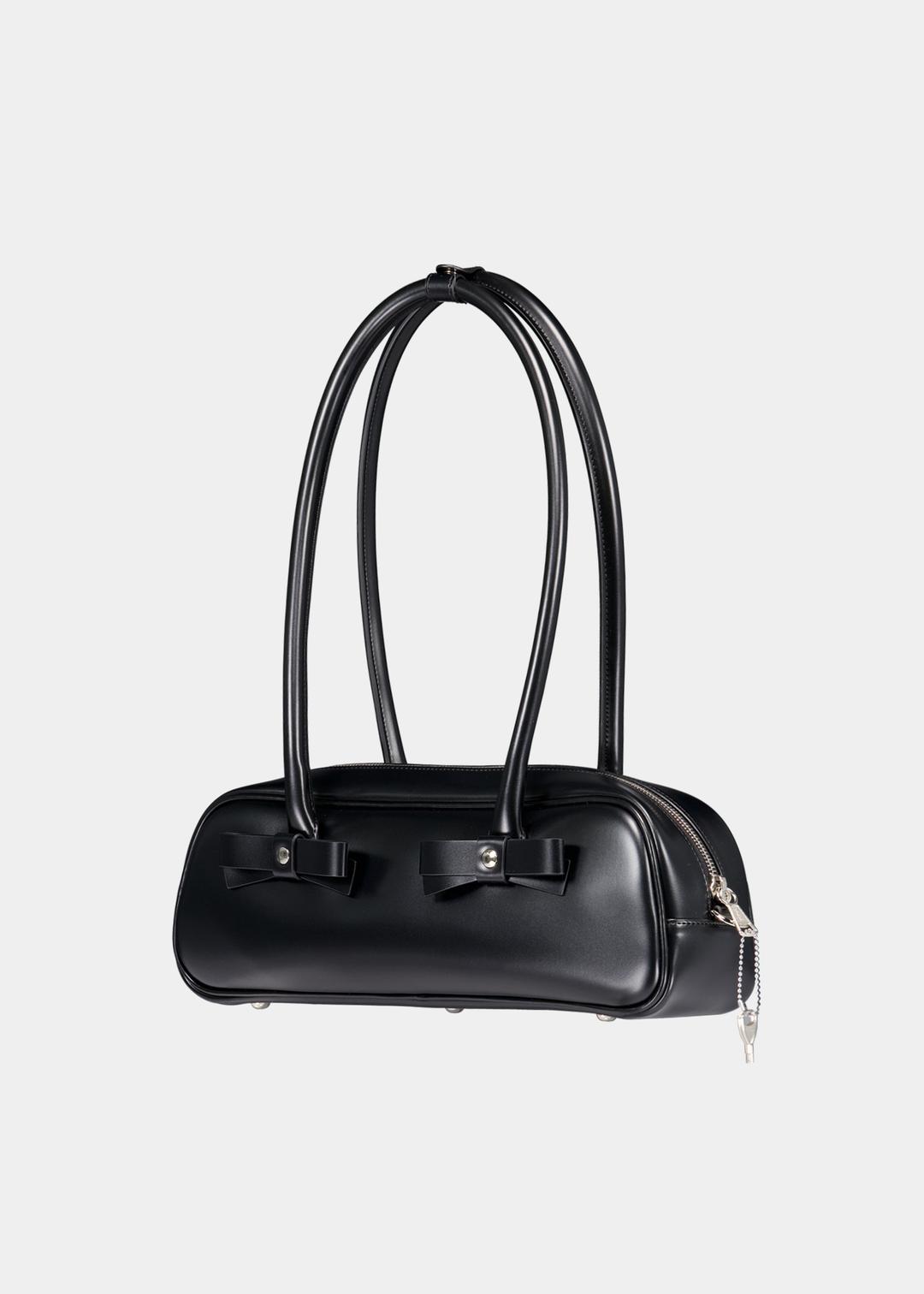 RIBBON BAGUETTE BAG (SMALL) - BLACK