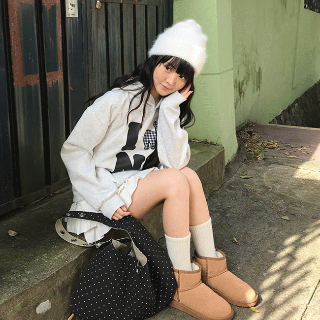 [고퀄🤍/아방핏] 체크퍼피영문루즈핏후드티