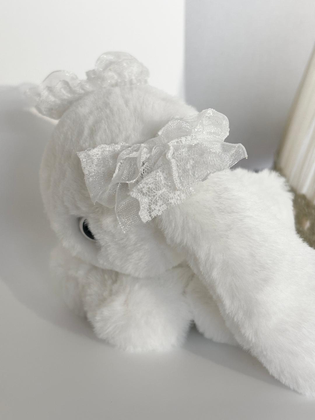 091 Hair pin with frill ribbon White (1 piece) - for yukiyas