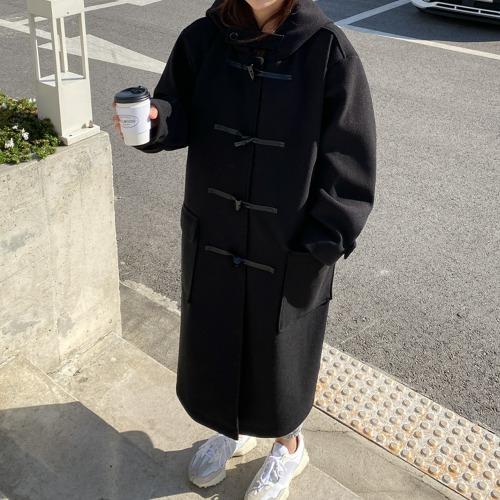 [unisex] 3color 떡볶이 울 더플 후드 코트