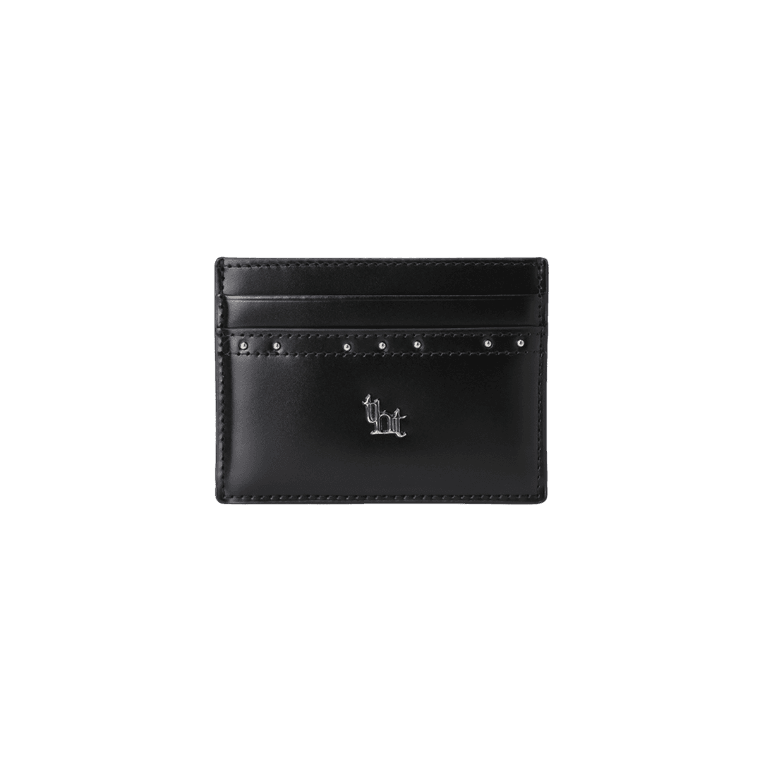 (W) Threetimes Classic Stud Card Holder Black