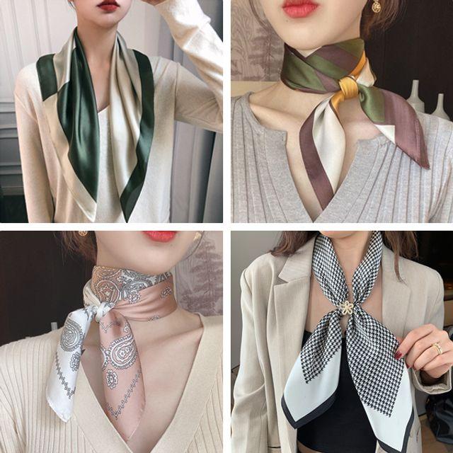 [무료배송]DN9NE여성 실크 쁘띠스카프 4종 머플러 간절기 사각 목도리