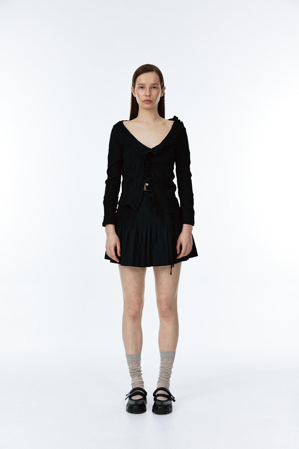 RUCHED FRILL SHIRTS [BLACK][3/13 순차배송]