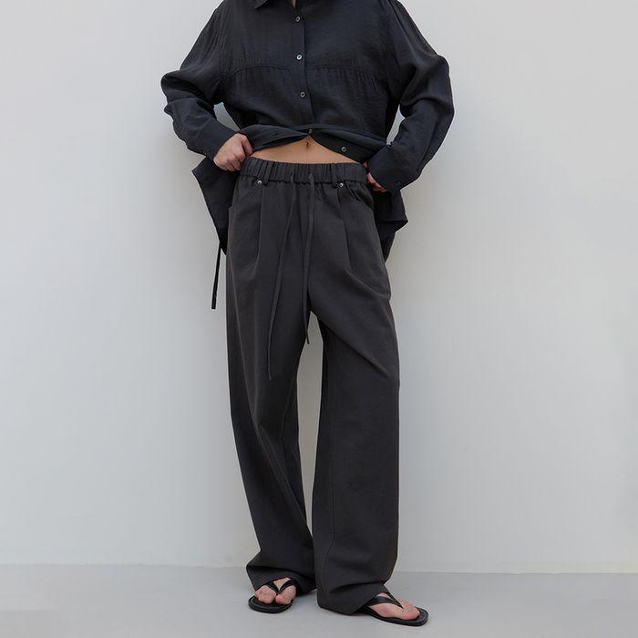 Detailed Banding Trousers (dusk charcoal)