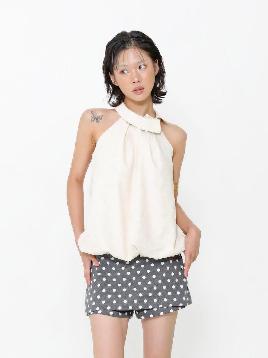 [2차] Solara Vanilla Check  Halter Top