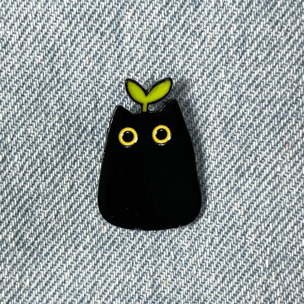BTZ005 검은고양이 머리새싹 배지 뱃지 브로치