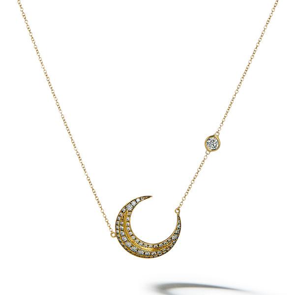 Crescent Moon Diamond Necklace