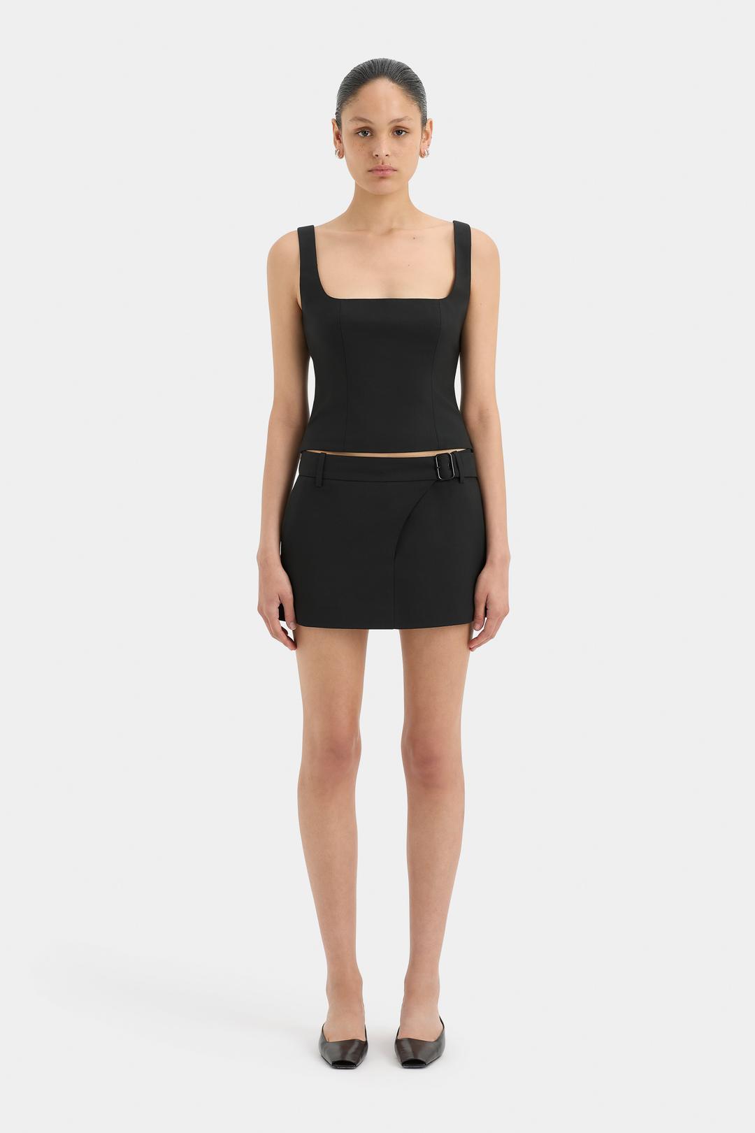 Leonardo Belted Mini Skirt - BLACK / 0