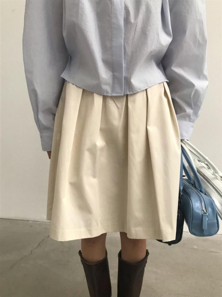 위아 에이드 스커트 (2color) we are 에이라인 셔링 미디스커트