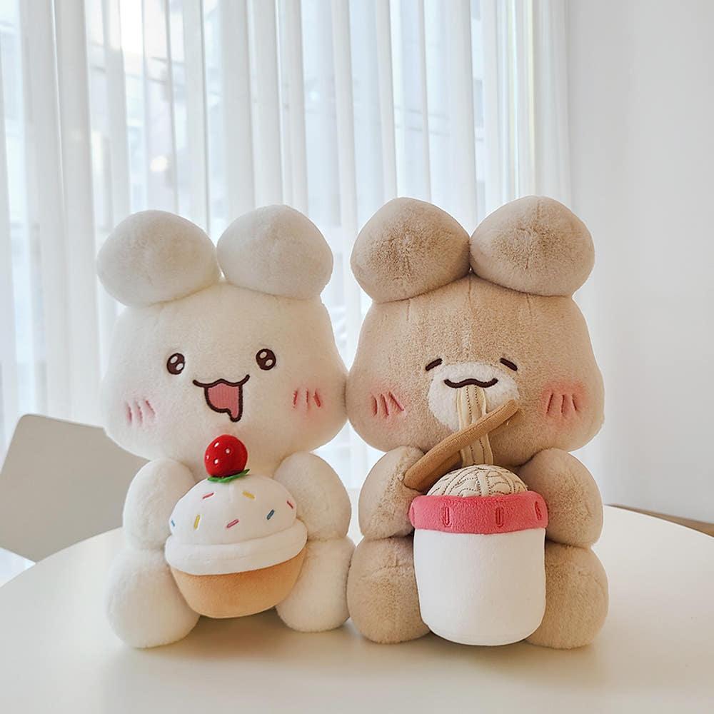 슈야 토야 27cm 봉제인형 2종 케잌 든 슈야 슈크림토끼, 라면 든 토야 초콜렛토끼