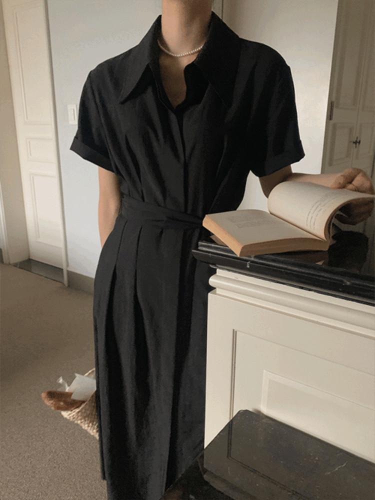 프라움 벨트 롱 원피스(black)