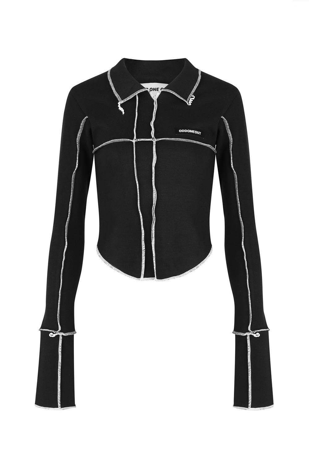 Pintuck pique T-shirts_Black