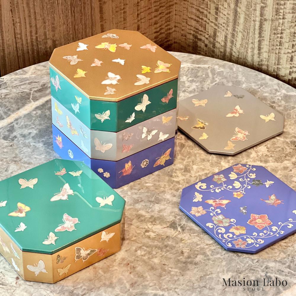 [ EXCLUSIVE ] 옻칠 레이어링 1단 찬합 - 정사각/모서리팔각 6 colors