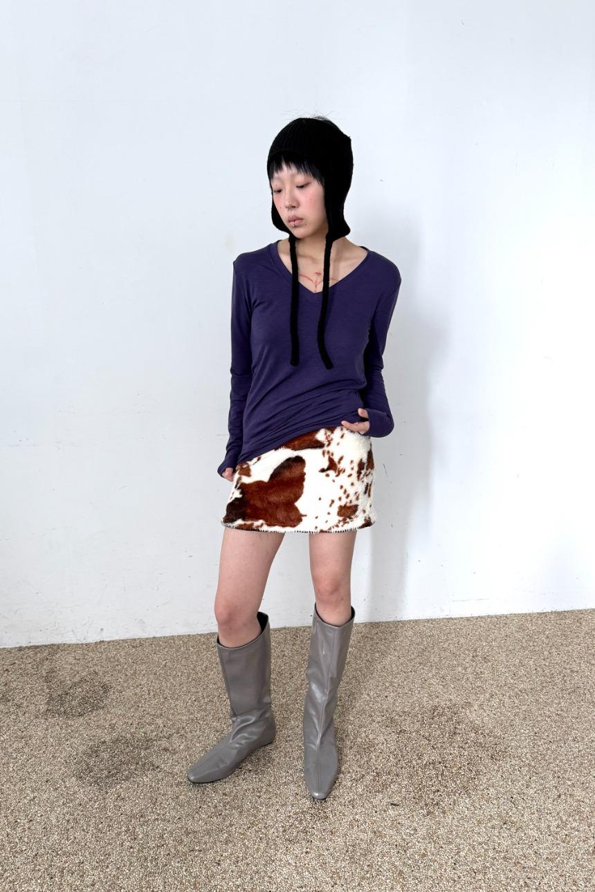 cow patch fur skirt
