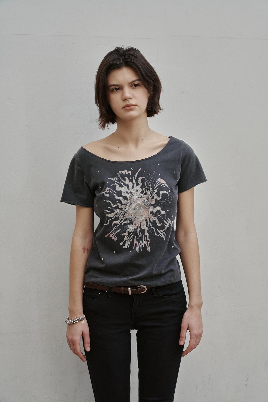 Settle for moon logo T-shirts Charcoal