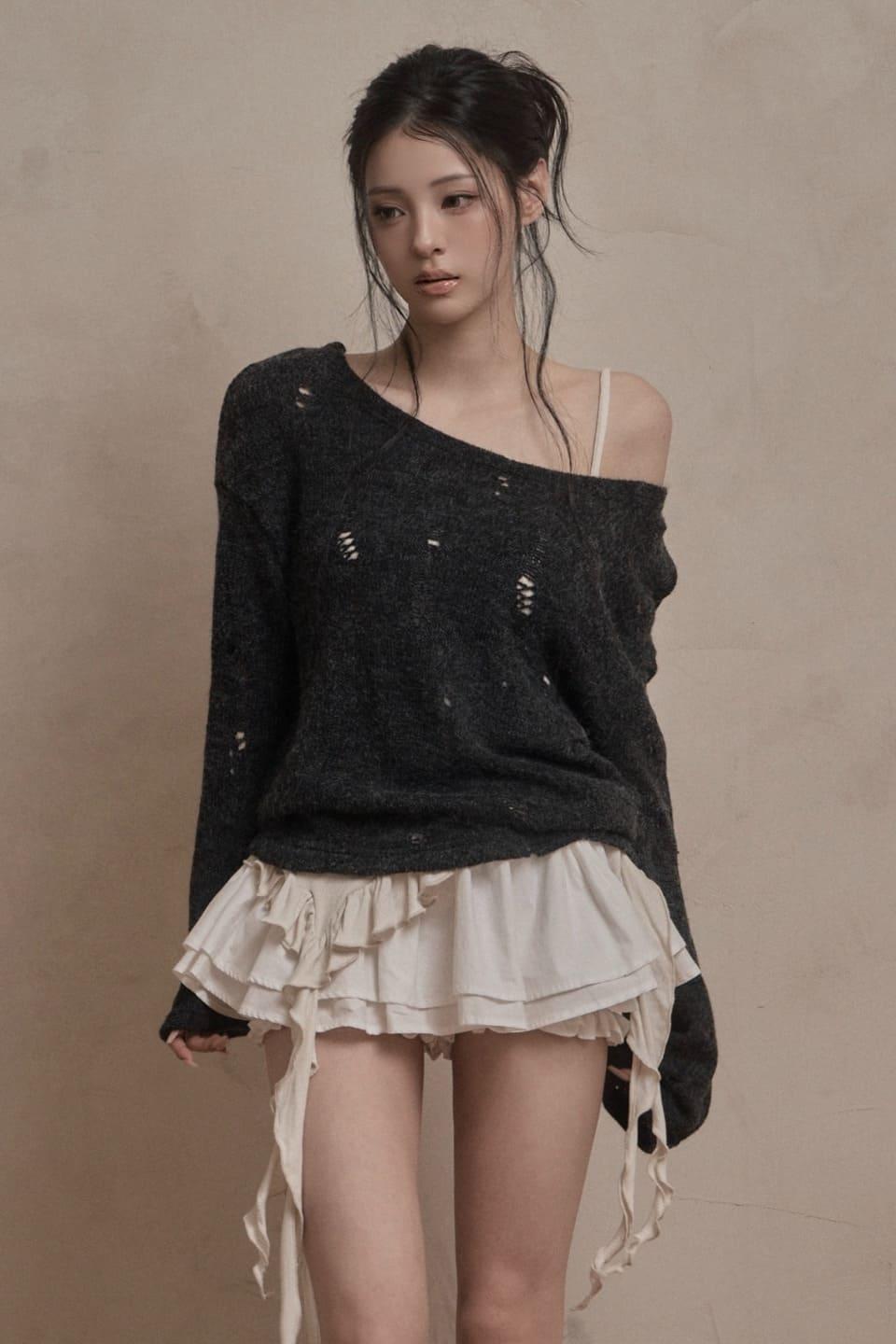 Damage Punching Knit (charcoal)