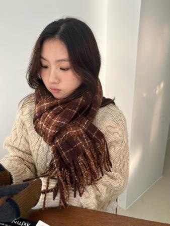 이런 상품 어때요? 스쿨 프란넬 체크 와이드 숄 목도리 머플러