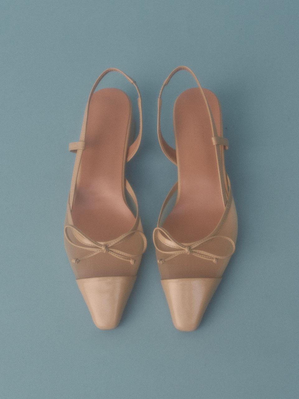 SIGNATURE ribbon slingback  / 베이지메쉬
