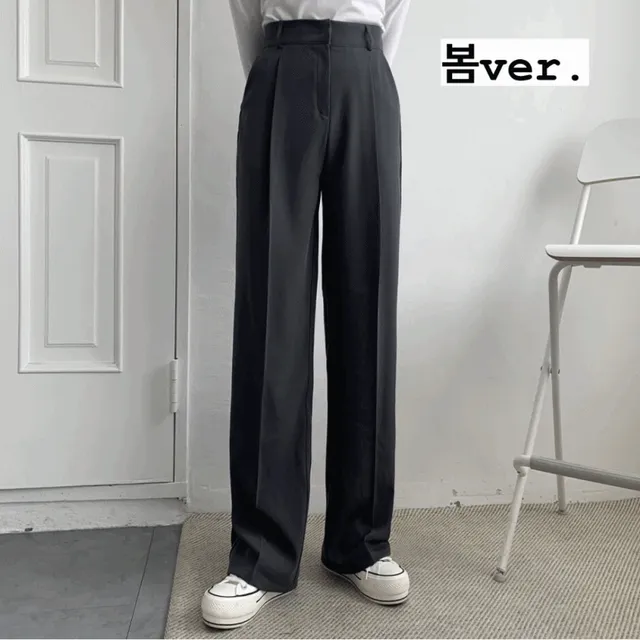 [봄버전/완전편함!!] 차르르핏 롱 핀턱 뒷밴딩 와이드 슬랙스 기장선택 키작녀 키큰녀 빅사이즈 4계절 봄,가을,겨울