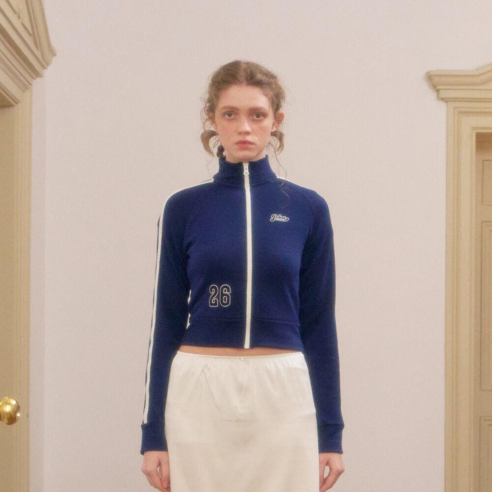 Lace tape Zip up Jumper (Navy)