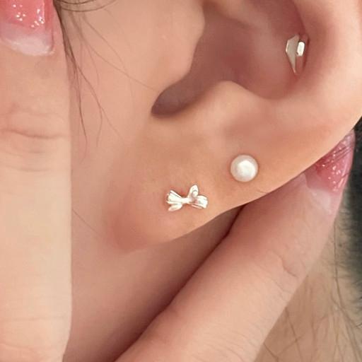 🎀 925 실버 미니 리본 피어싱 🎀