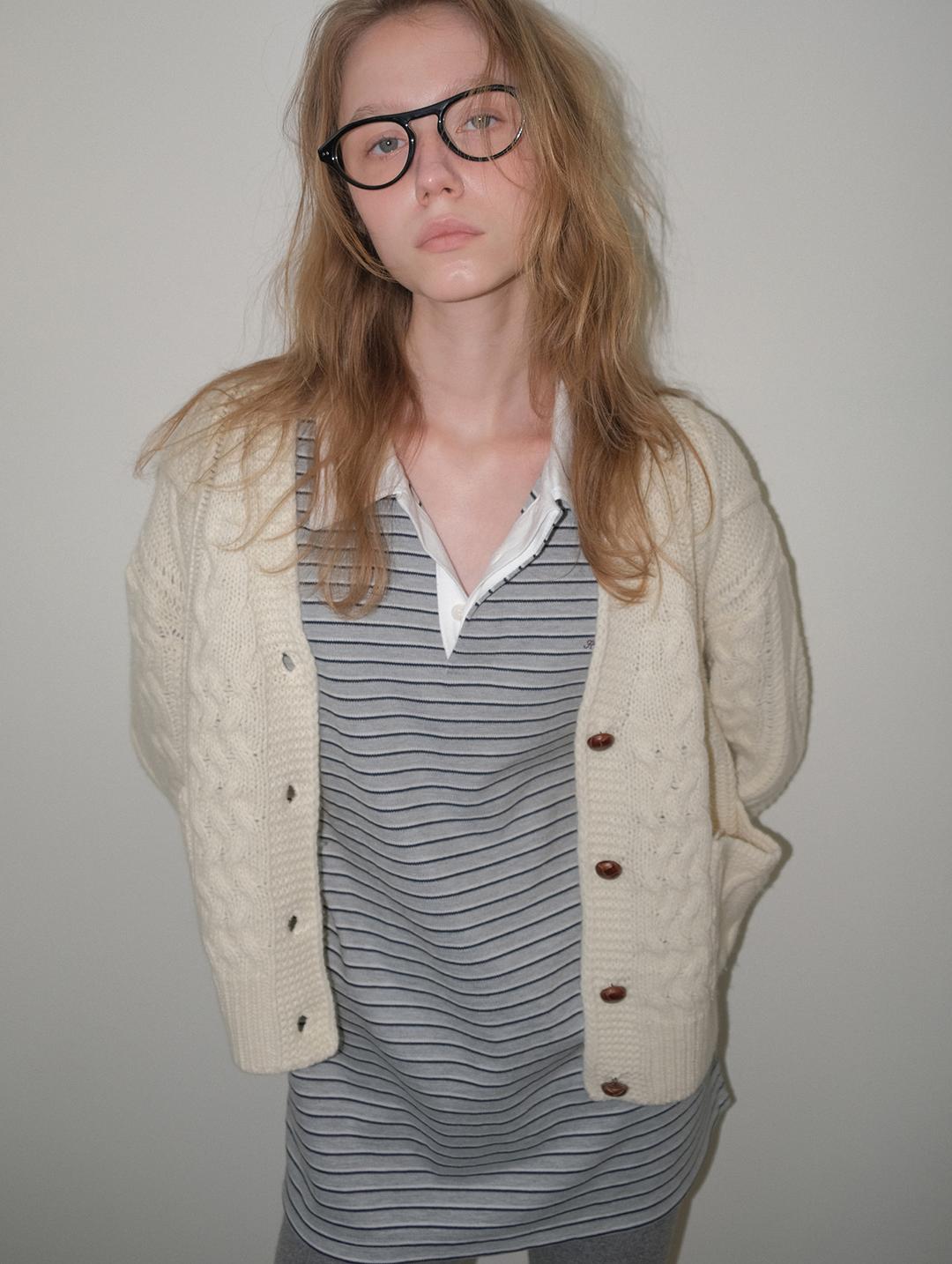 ANNE FISHERMAN CARDIGAN - CREAM IVORY
