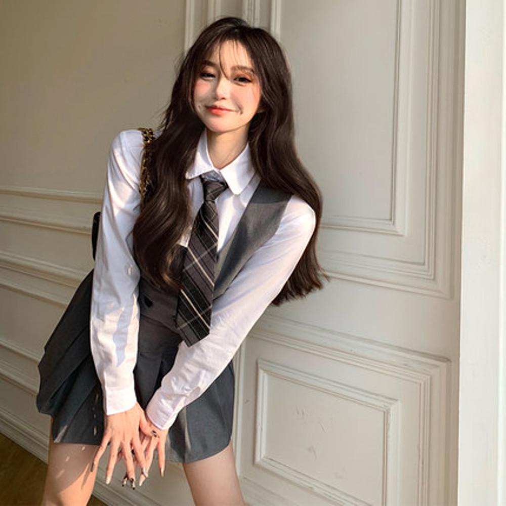 세라복 일본교복 졸업사진컨셉교복 코스프레 세트 잉글리쉬 스쿨룩 봄 키작녀 조끼