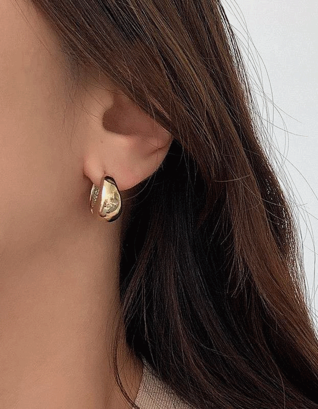 물방울 볼드 볼륨 원터치 링귀걸이 기본 심플한 데일리 볼드한 두꺼운 골드 실버