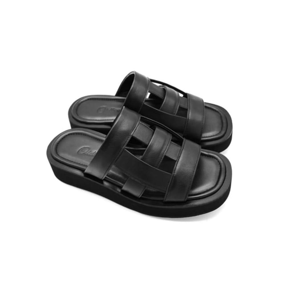 올드빈Fisherman Platform Sandal 블랙피셔맨 통굽 샌들 스웨이드 쿠션 슬리퍼 소가죽 통굽 슬리퍼