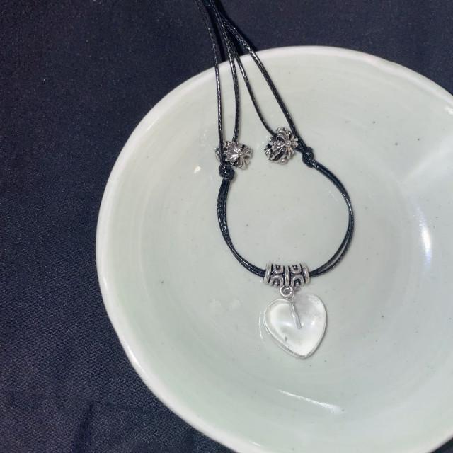 백하 (白夏) 백수정 하트 원석 목걸이