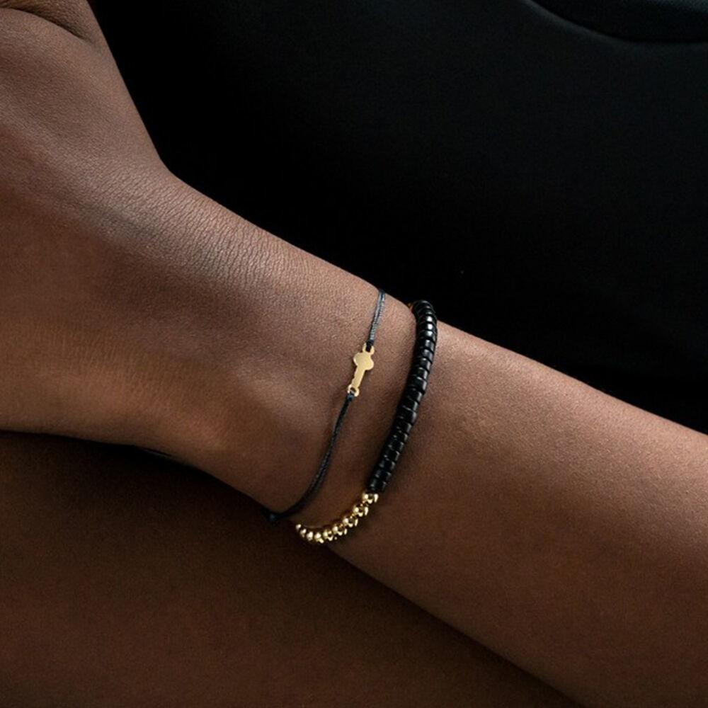 에센셜 Gold 실팔찌 Black Key (14K)