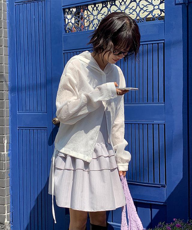 데일리쥬 [MADE] 키엘리 블라우스 후드 가디건