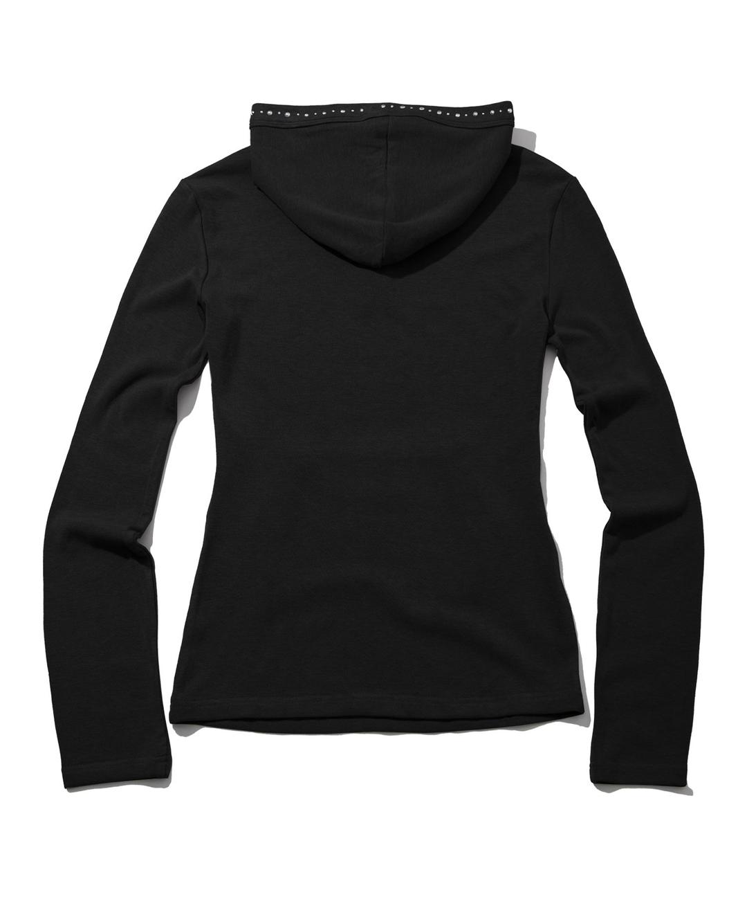 Minimal Double Button Slim Fit Layered Hood Long Sleeve [Black]