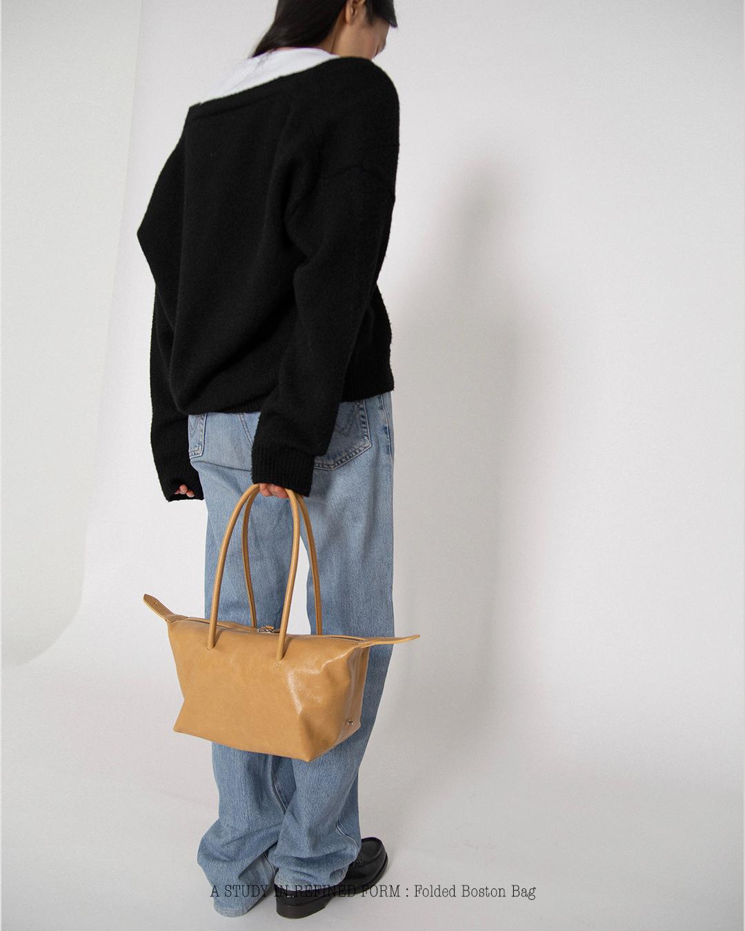 Folded Boston Bag Regular / Sand