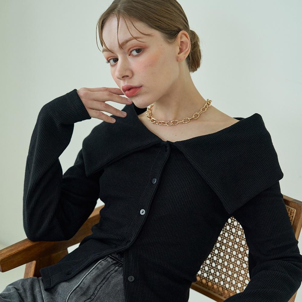 골지 니트 투웨이 가디건 (3칼라)