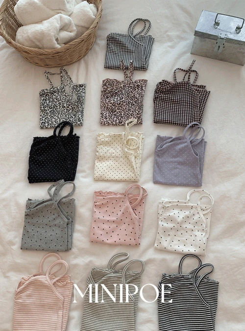 [early spring 👚⭐][MADE] 핀터무드 셔링 슬리브리스 (4type) ver. 도트/별/스트라이프/체크
