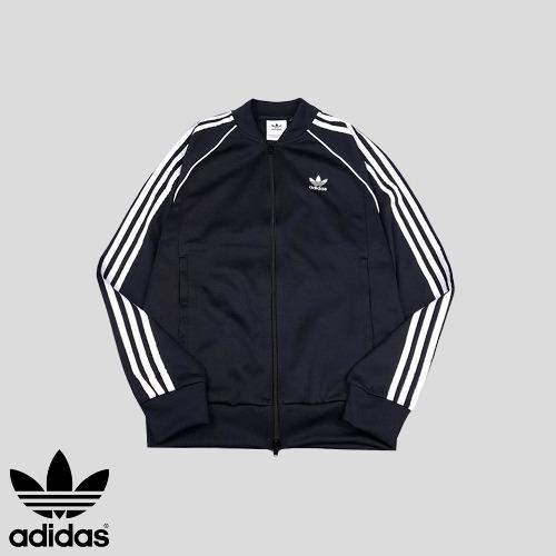 아디다스 블랙 파이어버드 파이프라인 삼선 논카라 블루종 집업 져지  SIZE M