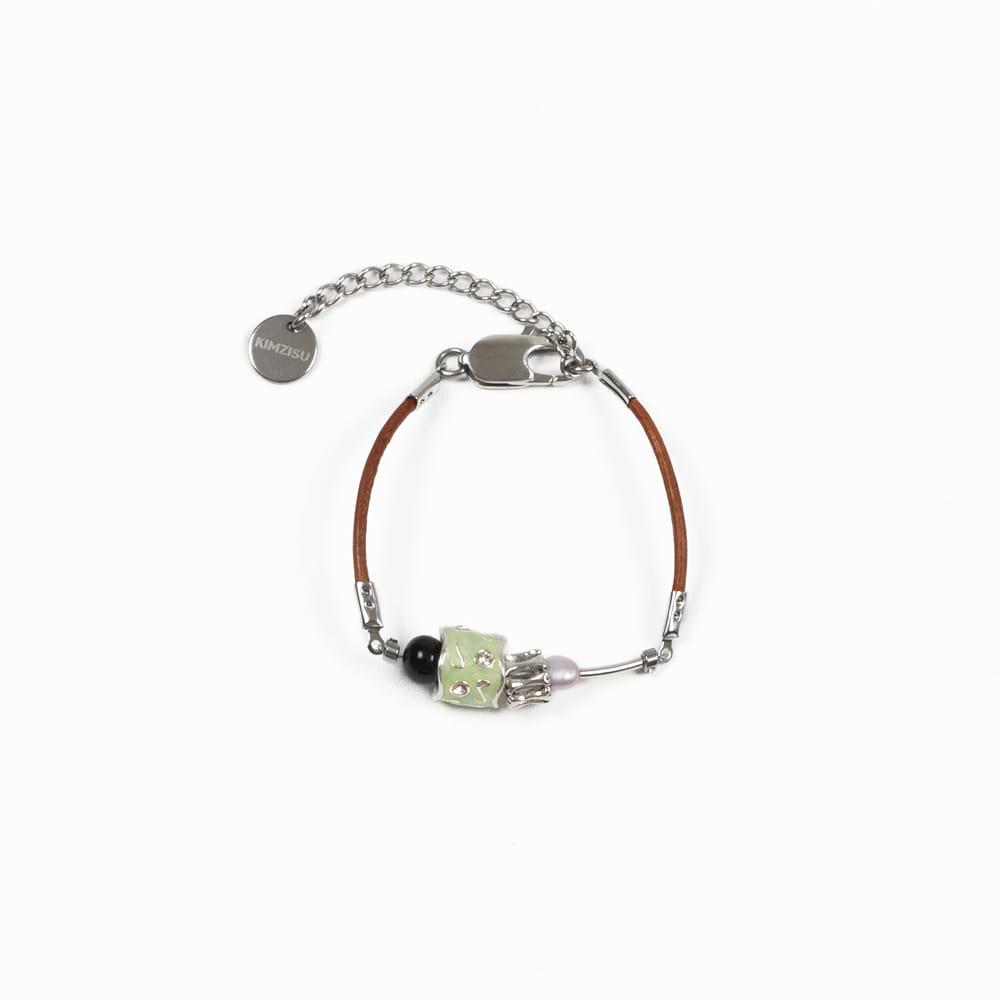 Stone Combi Bracelet - Barrel Loop _ BROWN