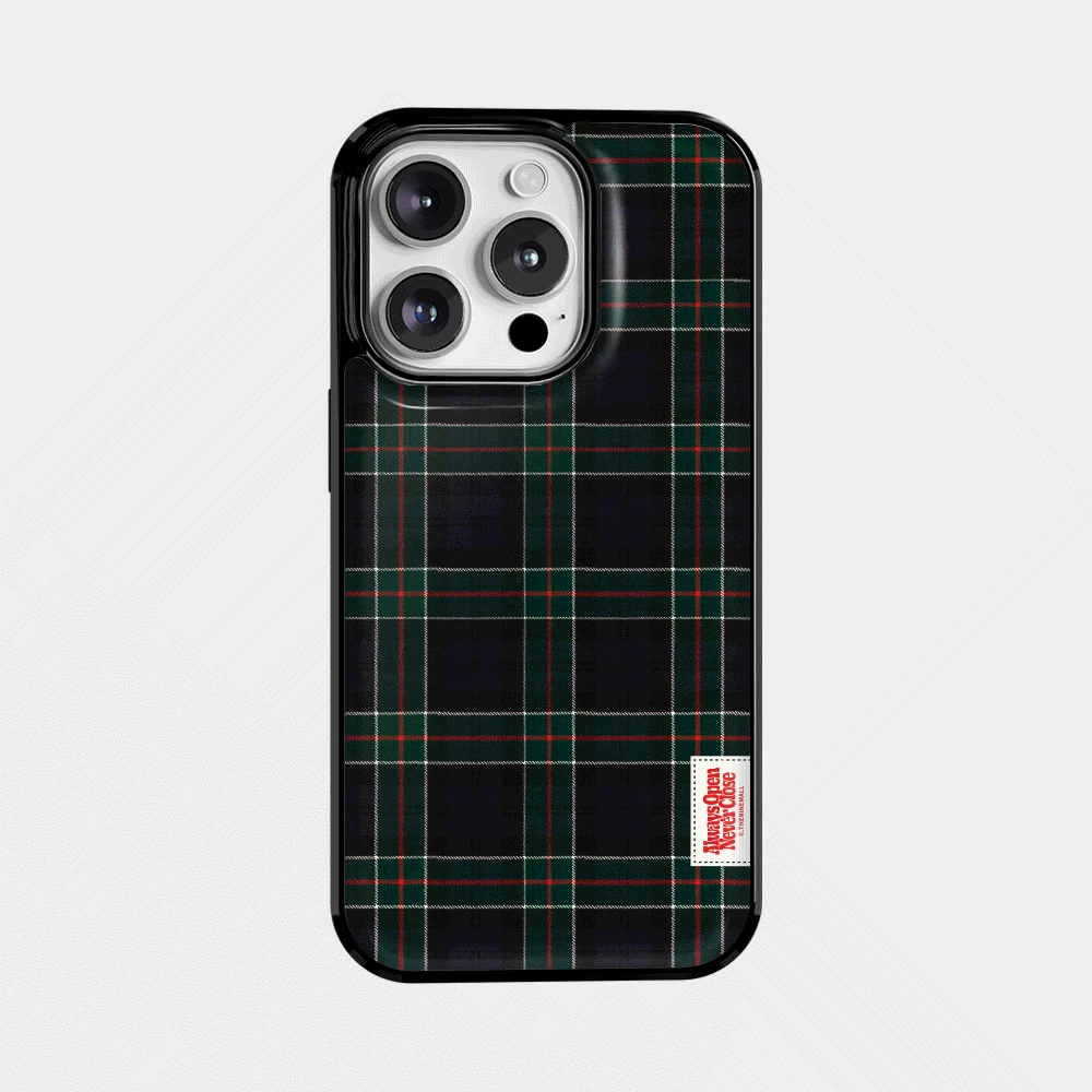 빈티지 체크패턴 라벨 [에폭시 범퍼케이스]