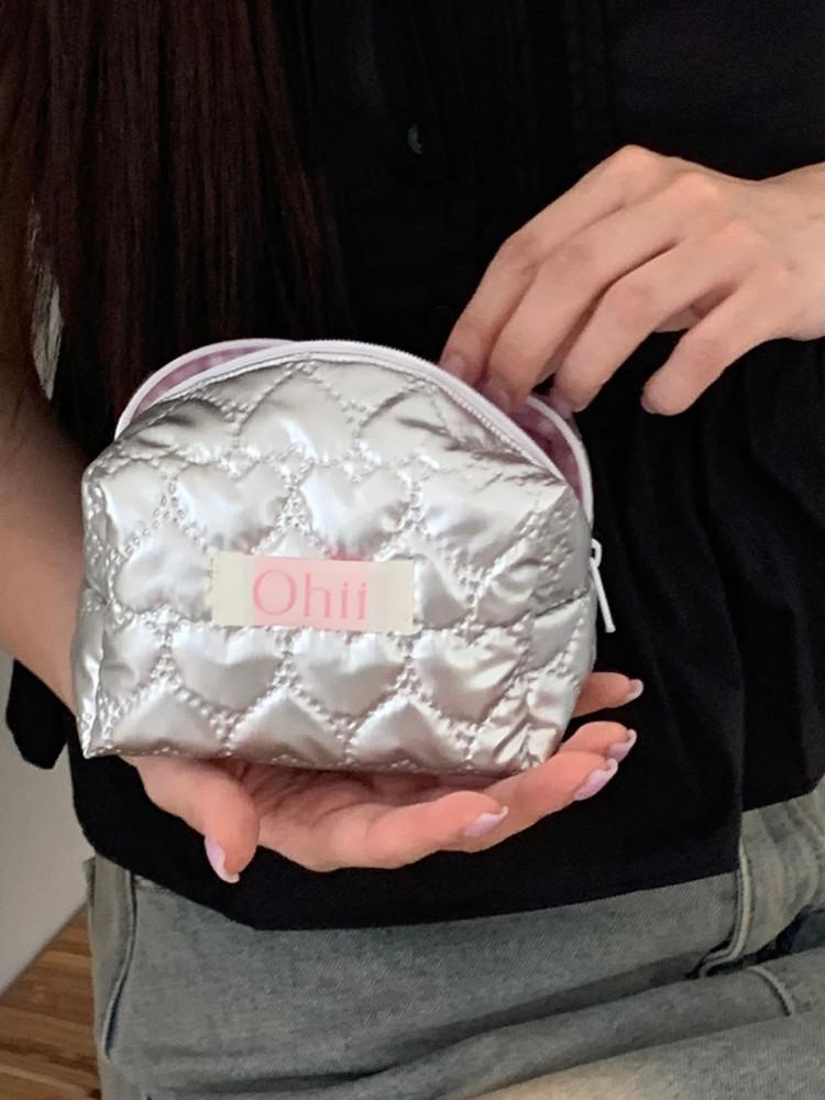 [오히 MADE] 도트 실버 하트 지퍼 파우치