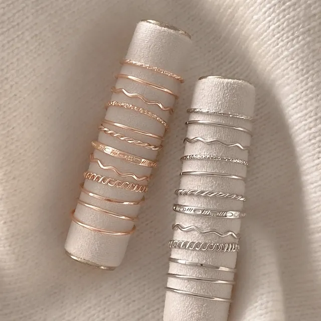 [12pcs]크리미 데일리 심플 실반지 레이어드 링 반지 세트